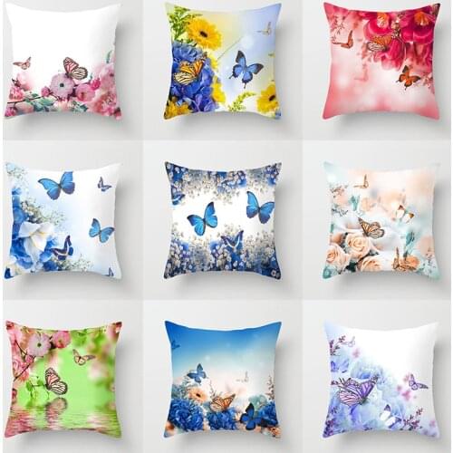Beautiful butterfly cartoon anime green plant printing pillowcase home sofa bedside cushion cover