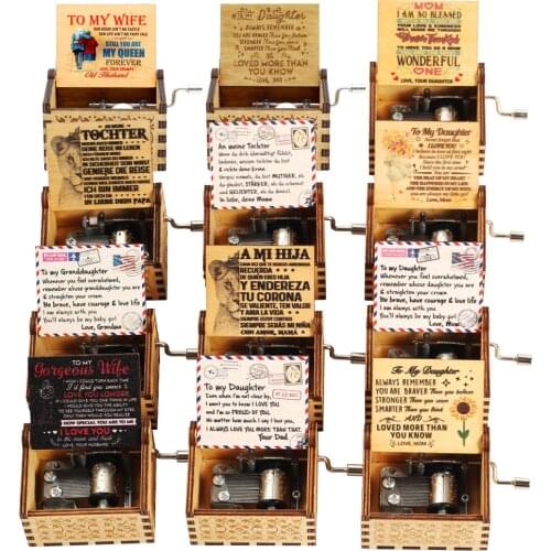 Creative Gifts for Family Hand Crank Wooden Music Box Birthday Present to Wife Valentines Mothers Day Girlfriend Anniversary