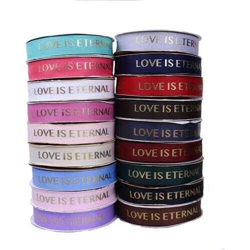 25mm 5Yards Ribbon Bronzing English Letters Printed Ribbons Floral Happy Birthday Packaging Gift DIY Tie Handmade Material