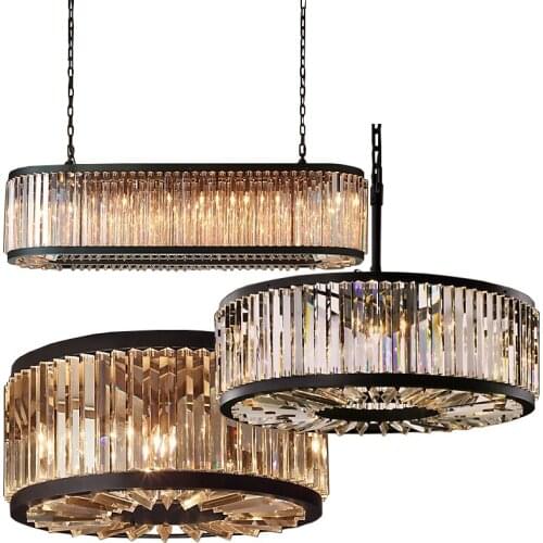 Loft Retro Round Metal E14 Led Pendant Lights Bedroom Lustre K9 Crystal Hanging Lamp Matte Black Drop Light Led Indoor Lighting