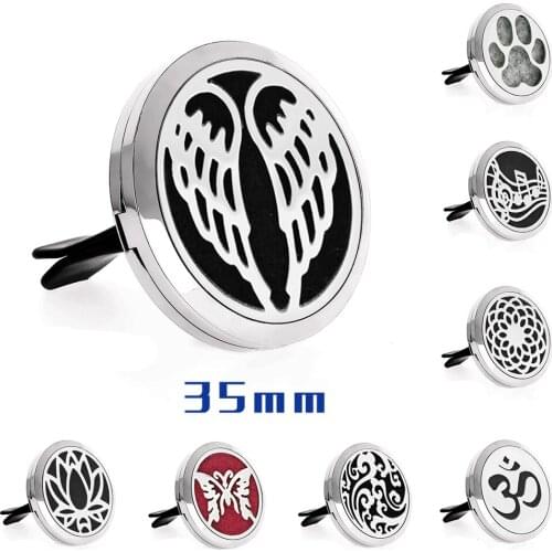 316L Stainless Steel Angel Wing Tree of Life Essential Oil Perfume Car Diffuser 35mm Magnetic Open Locket 10pcs Pads Free
