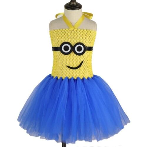 Cute Yellow Baby Girls Cartoon Anime Tutu Dress Cosplay Kids Girls Halloween Costume Children Vestidos Birthday Party Dresses
