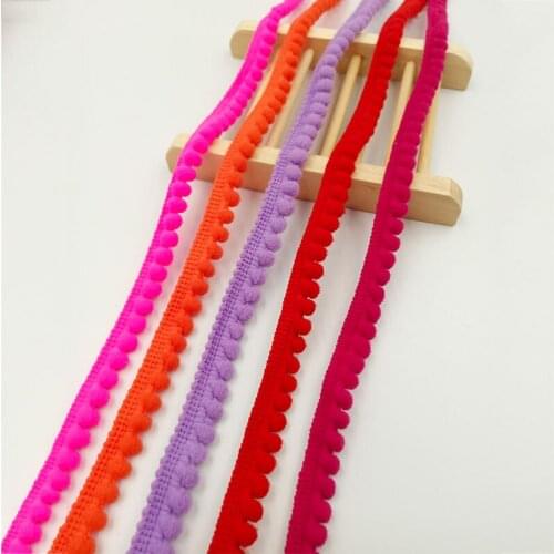 50Yards/Lot 10 mm MINI Pearl Pompom Fringe Ribbon Pom Pom Trim Ball Sewing Lace Kintted Fabric Handmade Craft Accessories