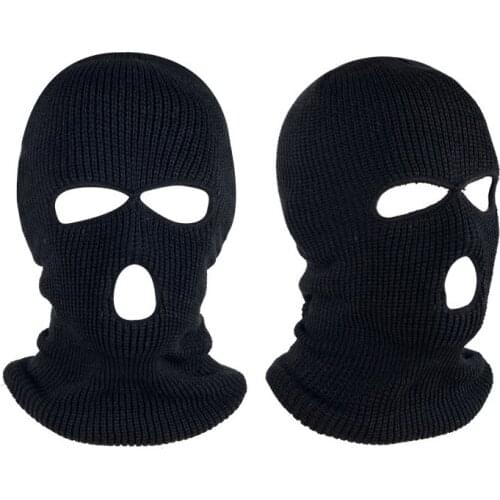 Motorcycle Full Face Mask Hat Balaclavas CS Hat Winter Warm Unisex Caps Colored Headgear 3 Holes Knitted Hats