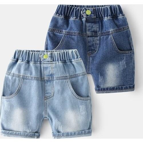 New 2021 Kids Summer Denim Shorts Baby Boys Fashion Solid Denim Shorts with Pockets Children Casual Jeans Short Pants Trousers
