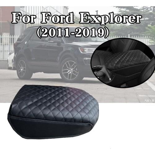 New Cover Car Center Armrest Cover Stitching PU Leather Surface Shell Trim Fit for 2011-2019 Ford Explorer