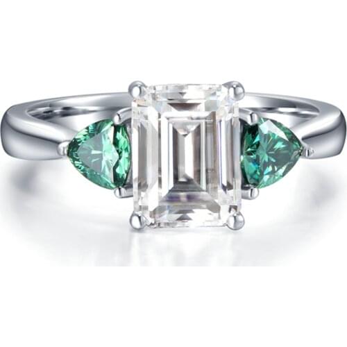 5.3Carat ct DEF Color Emerald Moissanite Diamond Engagement Ring Wedding Ring Genuine 14K 585 White Gold Fine Jewelry