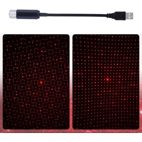 Outdoor USB Auto-rotating Starry Sky Light Projector Car Atmosphere Light Free Wiring Car Interior Flashing Light