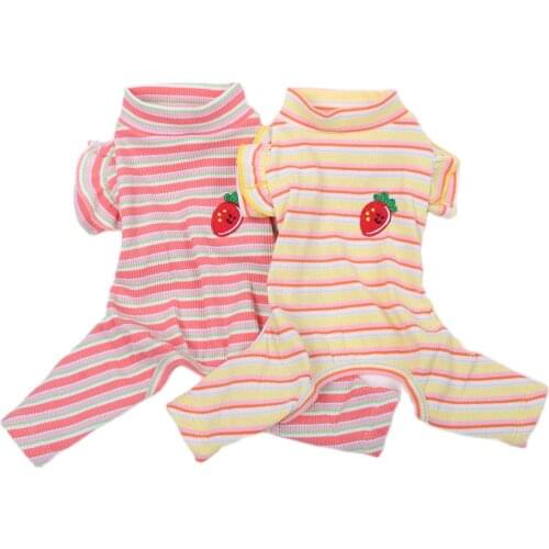 New Striped Dog Cat Flying Sleeve 4-Legs Home Service Cat Puppy Pajamas Spring/Summer Clothes 2 Colours