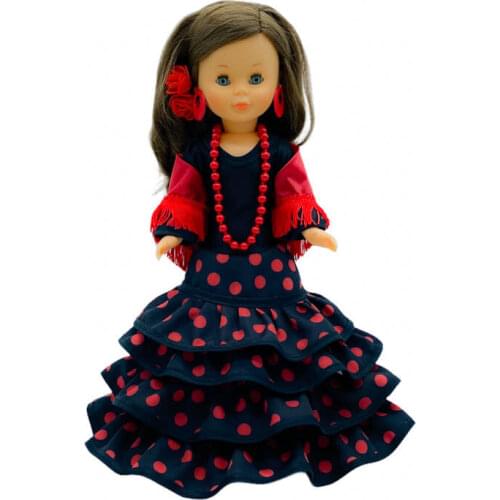 VESTIDO GALA CON COLA Y COMPLEMENTOS ANDALUZA FLAMENCA MUÑECA NANCY CLÁSICA DE FAMOSA FABRICADO EN ESPAÑA MUÑECA NO INCLUIDA