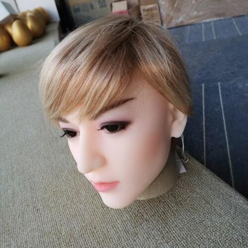 Full views TPE sex doll head as model brown hair for man short borwn wig for cool woman beautiful wigs
