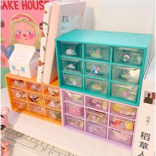 Creative Transparent Drawer Storage Box Dormitory Desktop Finishing Box Cosmetic Jewelry Storage Box Kawaii Stationery Organizer
