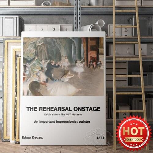 Edgar Degas Museum Exhibition Poster, The Rehearsal Onstage Oil Painting, Edgar Dancer Wall Picture, Retro Figure Wall Stickers