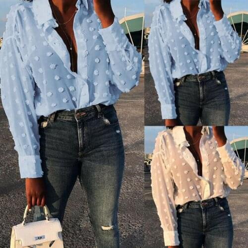 Direct Deal NEW Womens White/Blue Oversized Long Sleeve V Neck Shirt Top Blouse S/M/L/XL