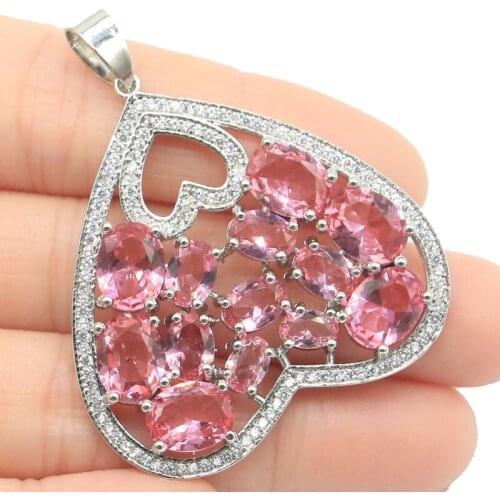 34x24mm Lovely Round Shape Created Iolite Red Blood Ruby For Womans Dating Silver Pendant