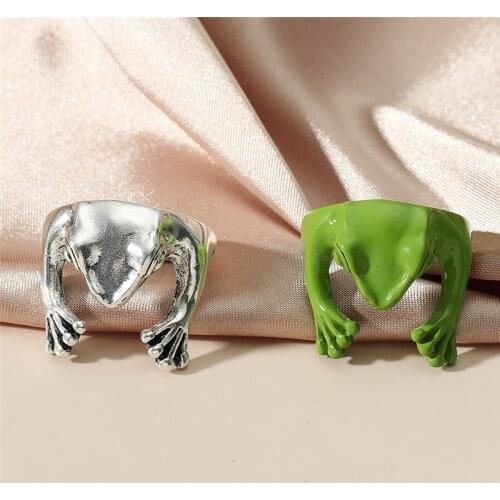 Fashion Cute Frog Shaped Opening Ring For Women Girls Simple Style Animal Adjustable Finger Jewelry Accessories Party Gifts