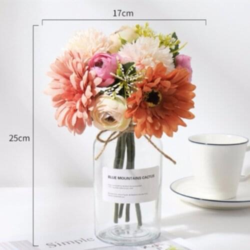 1 Bouquet 30*20cm Artificial Silk Rose Gypsophila Lily Dandelions Peony Flower Branch *100% Brand New And High Quality