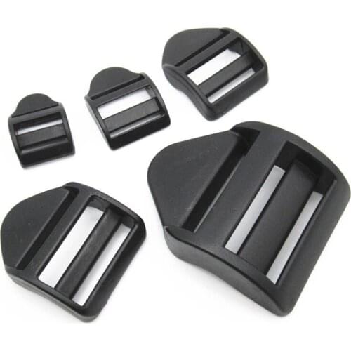 10pcs Plastic Black Ladder Lock Slider Release Buckles for Backpack Straps Webbing