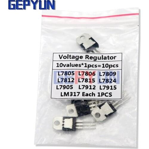 10value*1PCS=10PCS L7805 L7806 L7809 L7812 L7815 L7824 L7905 L7912 L7915 LM317T Transistor Assortment Kit Voltage Regulator