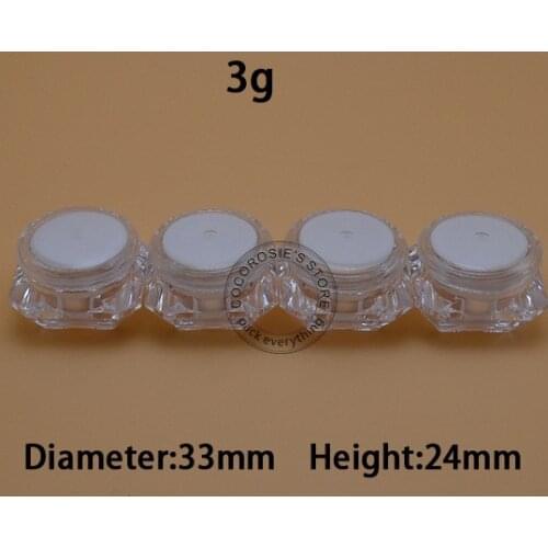50 pieces/lot) 3g jar diamond jar Acrylic shiny cosmetic container empty lip balm jar face cream jar
