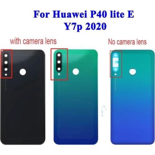 6.39" 2020 For Huawei P40 Lite E/Y7P Back Housing Battery Cover Door Rear Glass Case With Camera Lens+Logo Replacement