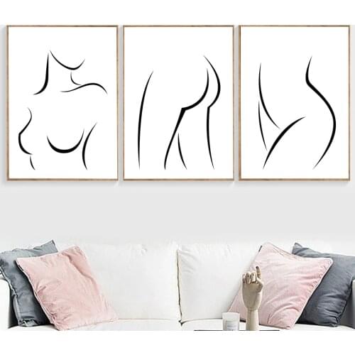 Abstract Women Line Body Drawing Nordic Posters and Prints Modern Canvas Painting Wall Art Girl Wall Pictures Bedroom Home Decor