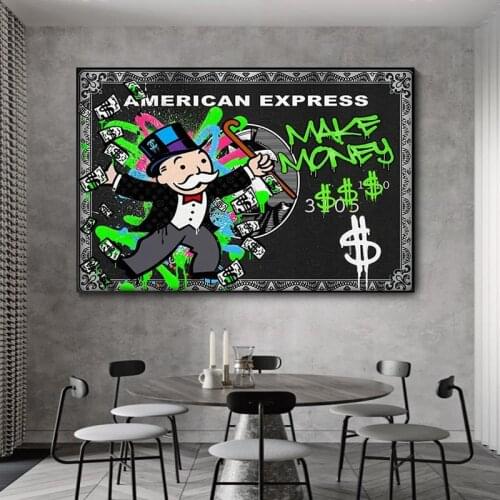 Alec Graffiti Monopoly Millionaire Money Street Art Canvas Print Painting Wall Picture Modern Living Room Home Decoration Poster