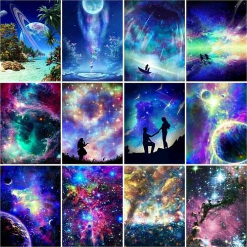 Diy 5d Full Diamond Painting Embroidery Landscape Square Round Drill Polar Starry Sky Planet Mosaic Furniture Decoration Hobby