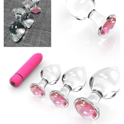 Anal Plug Butt Crystal Pink Diamond Glass Butt Stimulation Glass Sex Toys For Women Men