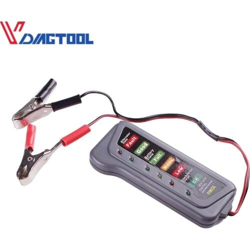 VDIAGTOOL Car Battery Tester Digital Alternator Tester 6 LED Lights Display Car Diagnostic Tool Automotive Battery Test Device