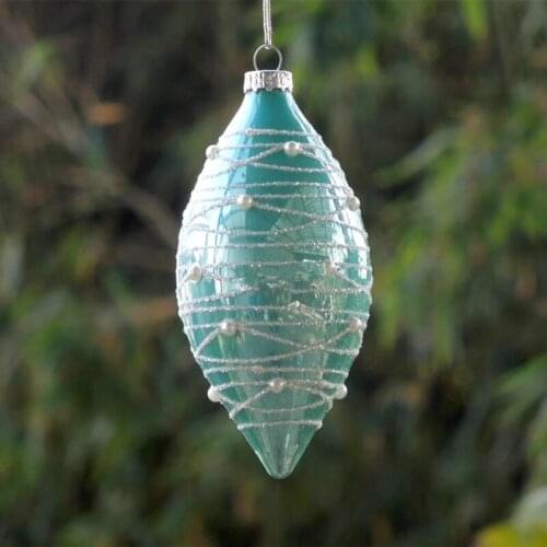 Free Shipping 2pcs/pack Sky Blue Series Cone Shaped Glass Pendant Christmas Tree Decorative Hanging Ornament Friend Gift