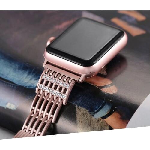 Diamond Stainless Steel strap for Apple Watch band 38mm/42mm/40mm/44mm wristband women bracelet iWatch band Series 5 4 3 2 belt