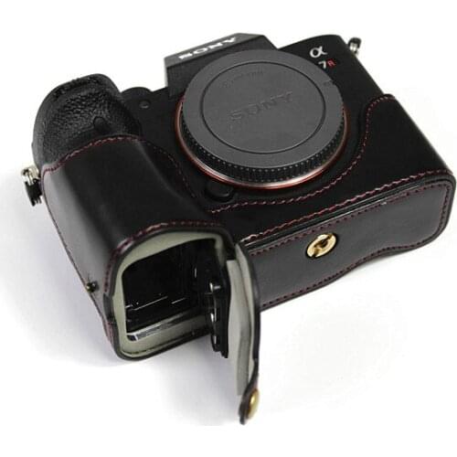 PU Leather Case Bottom Opening Version Protective Half Body Cover Base For Sony A7R4 A7RIV A7Rm4 A7R IV Alpha Digital Camera