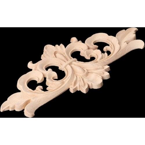 Wood Carved Corner Onlay Applique Frame Decoration Furniture Unpainted Home X3UC