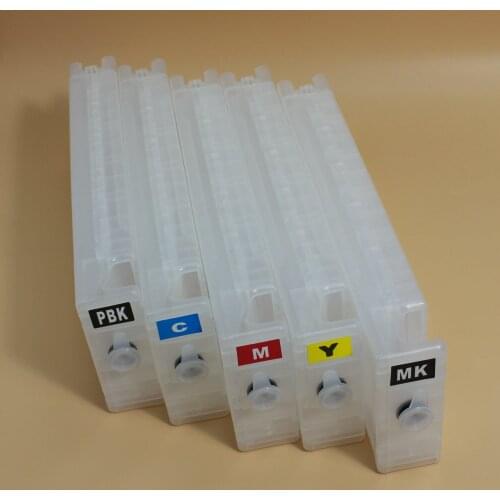 DGYCJLFP 5pcs/set Refillable ink cartridge For Epson T3000 T5000 T7000 T3200 T5200 T7200 T3270 T5270 T7270 with one time chip