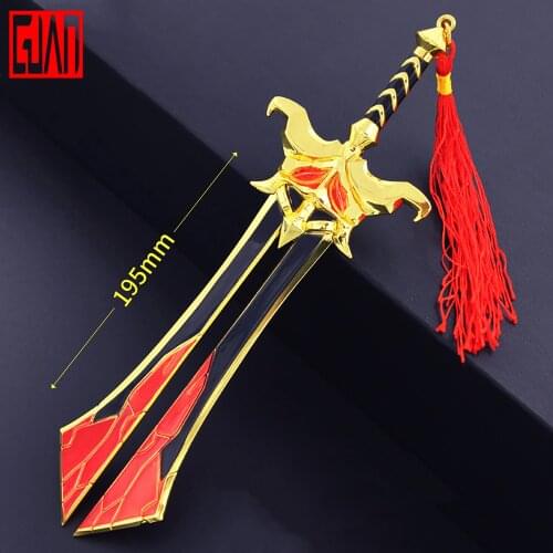 Expeditionary Peripheral Weapon Model 20cm Brute Blood Ares Brutus Alloy Weapon Keychain Metal Sword Mini Die Casting Toy