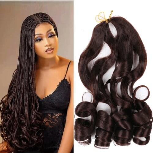 French Curl Braiding Hair 75g/pack 22 inch Loose Wavy Braiding Hair Pre Stretched Synthetic Bouncing Braiding Hair