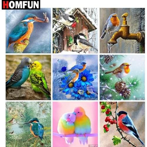 HOMFUN Rhinestone Painting Crystal Decor Diy Diamond Painting "Animal bird flower" 3D Cross Stitch Pattern Diamond Embroidery