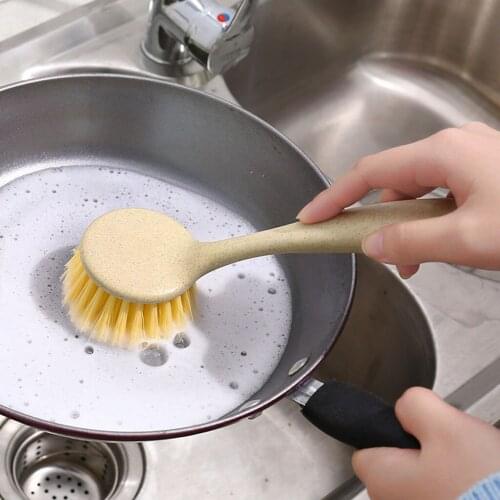 Kitchen Plastic Hand-held Wooden Dish Brush Cleaning Brush Scrubbing Brush broom brushes Chores Rub Cleaner Cleaning Tool Random