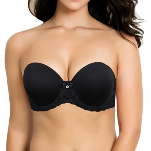 Hot Selling Women Bra Adjusted Halter Silicone Strapless Sexy Bra Lace Thin Unlined 70 75 80 85 90 95 100 105 B C D E F G Cups