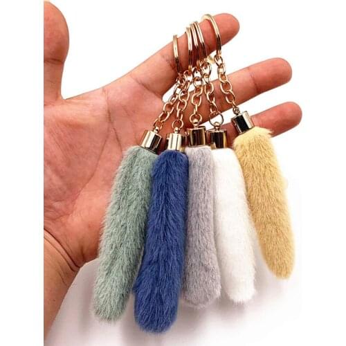 Cute Plush Keychain Girls Cartoon Backpack Satchel Pendant Key Chain Women Car Key Ring Ornament Accessory Gift