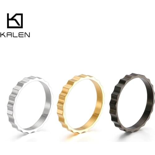 KALEN Mini Geometric Metal Wave Surface Simple Design Classic New Product Stainless Ring Jewelry Gift For Woman