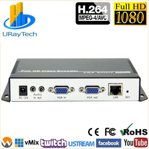 MPEG-4 H.264 /AVC VGA + Stereo Audio Streaming IP Encoder Hardware Live Video Audio Transmitter For Live Streaming, RTMP Server