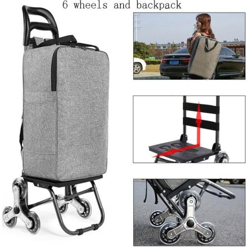 New Trolley cart on Wheels Woman shopping cart Foldable shopping basket elderly Climb Stairs Trailer Portable cart shopping bags