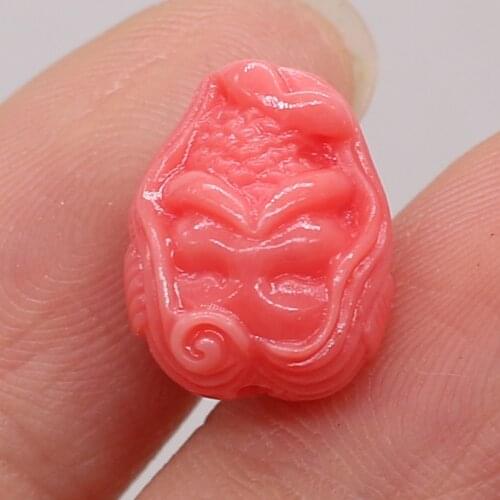 2021New Natural Coral red koi shape Through-hole Beads Carved Making Fashion DIY Necklace Bracelet Accessories Gift10Pcs