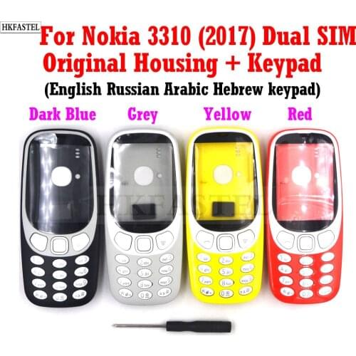 HKFASTEL New Original Housing keyboard For Nokia 3310 2017 Dual SIM Card Mobile Phone Housing Cover Case With Keypad keyboard