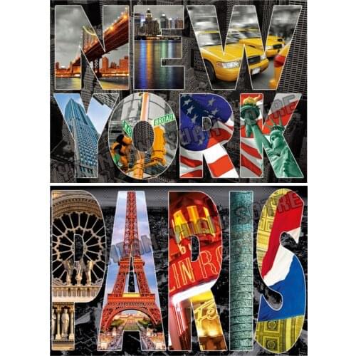 New 5D Diamond Painting Mosaic Landscape DIYDiamond Embroidery New York/Paris Full square/round Drill Resin wedding decoration
