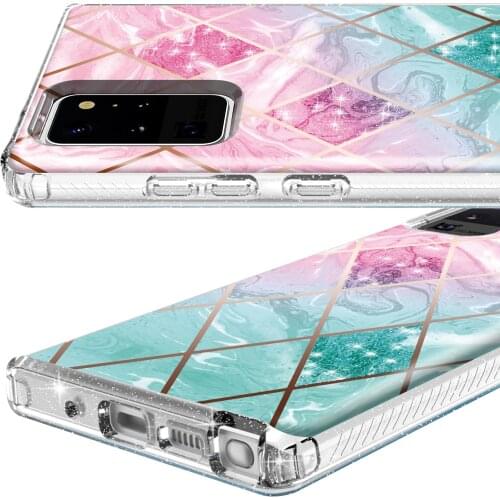 New Case For Samsung Galaxy Note 20 Ultra Shockproof Soft Cell Phone Shell Marble Texture Flower Phone Cover Case Note 20+ 2020