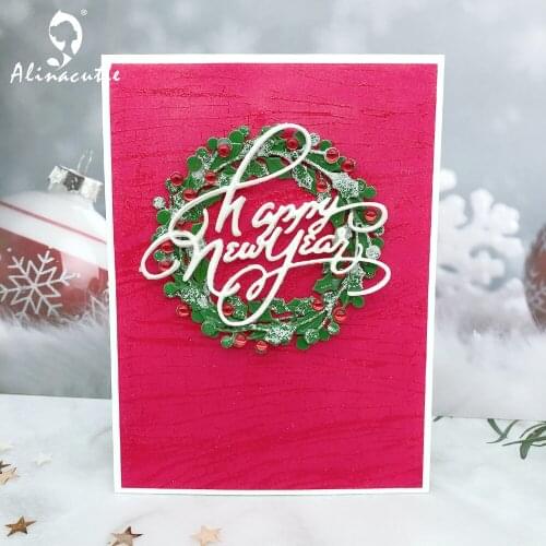 Metal Cut Dies 2Pc Christmas Leaf Wreath Scrapbooking Paper Craft Handmade Card Album Punch Art Cutter Aliancutle 20102318