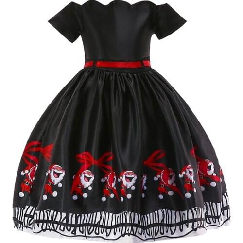 Baby Girls Christmas Dress Kids Girl Princess Dress Santa Claus Bow Print Dresses Costume Girl Princess Dress SD043J